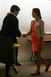 Kimberly Dao receiving award