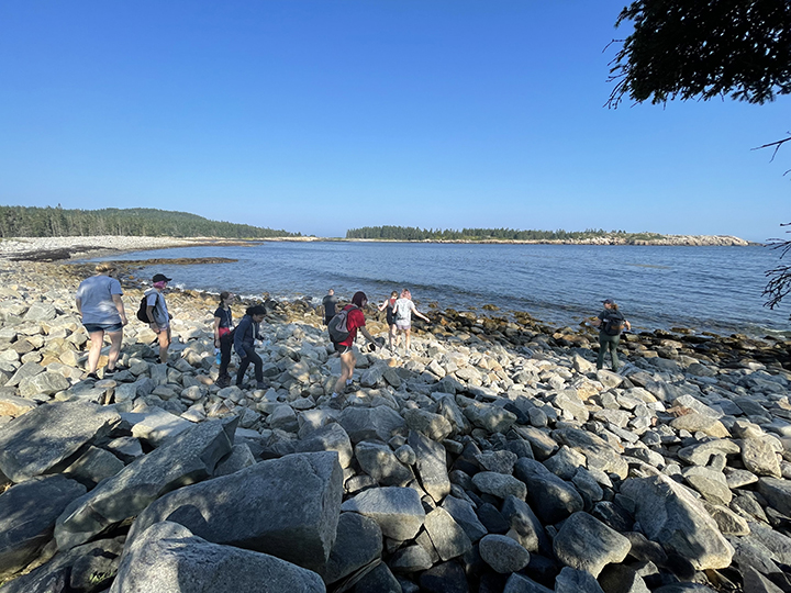 Schoodic students at the seashore